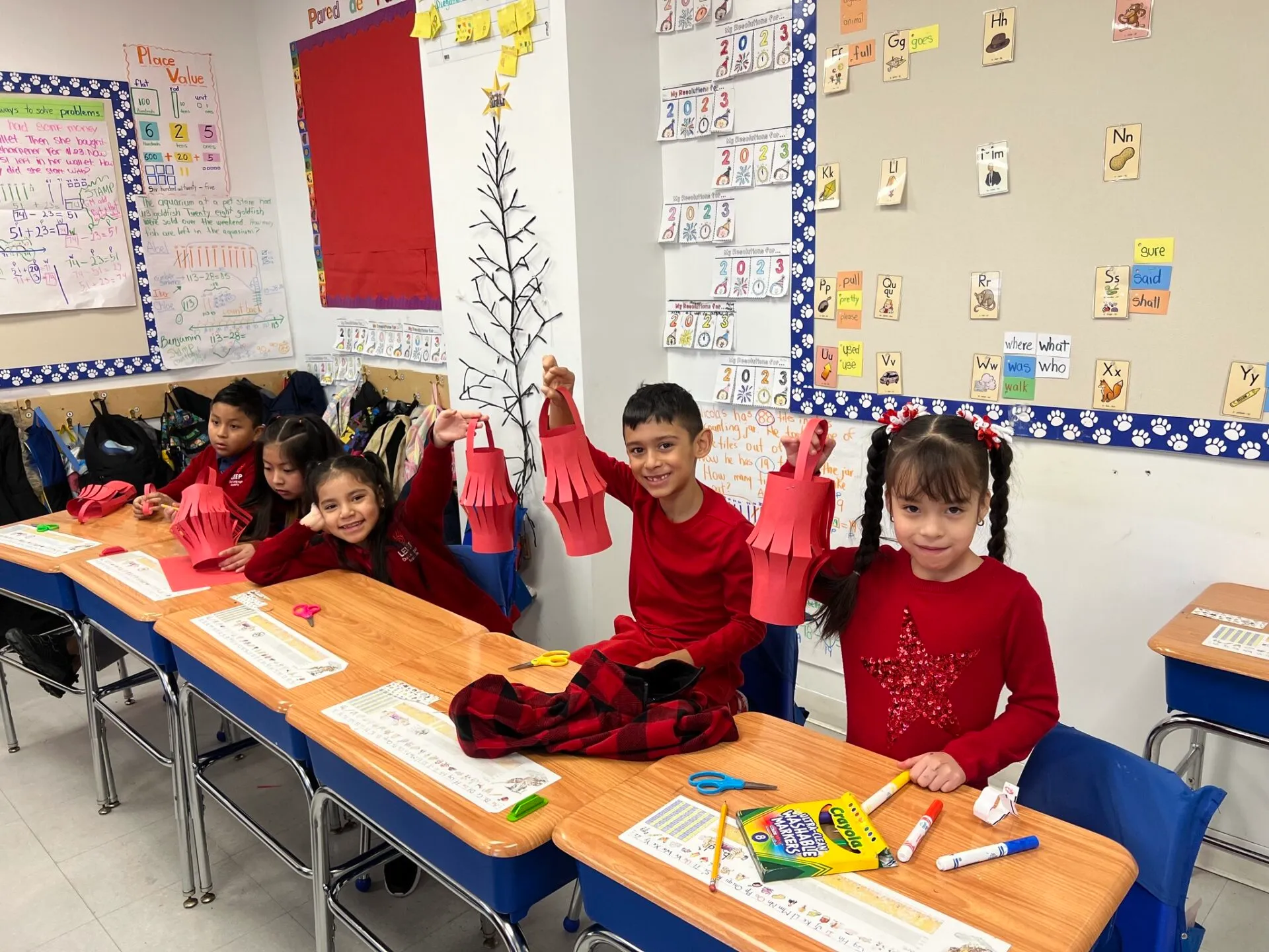 A children doing craft work